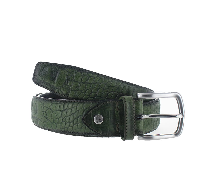 Gio | Casual kroko riem 4cm | Groen