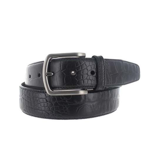 JOB86 Gio | Casual kroko riem 4cm | Zwart 