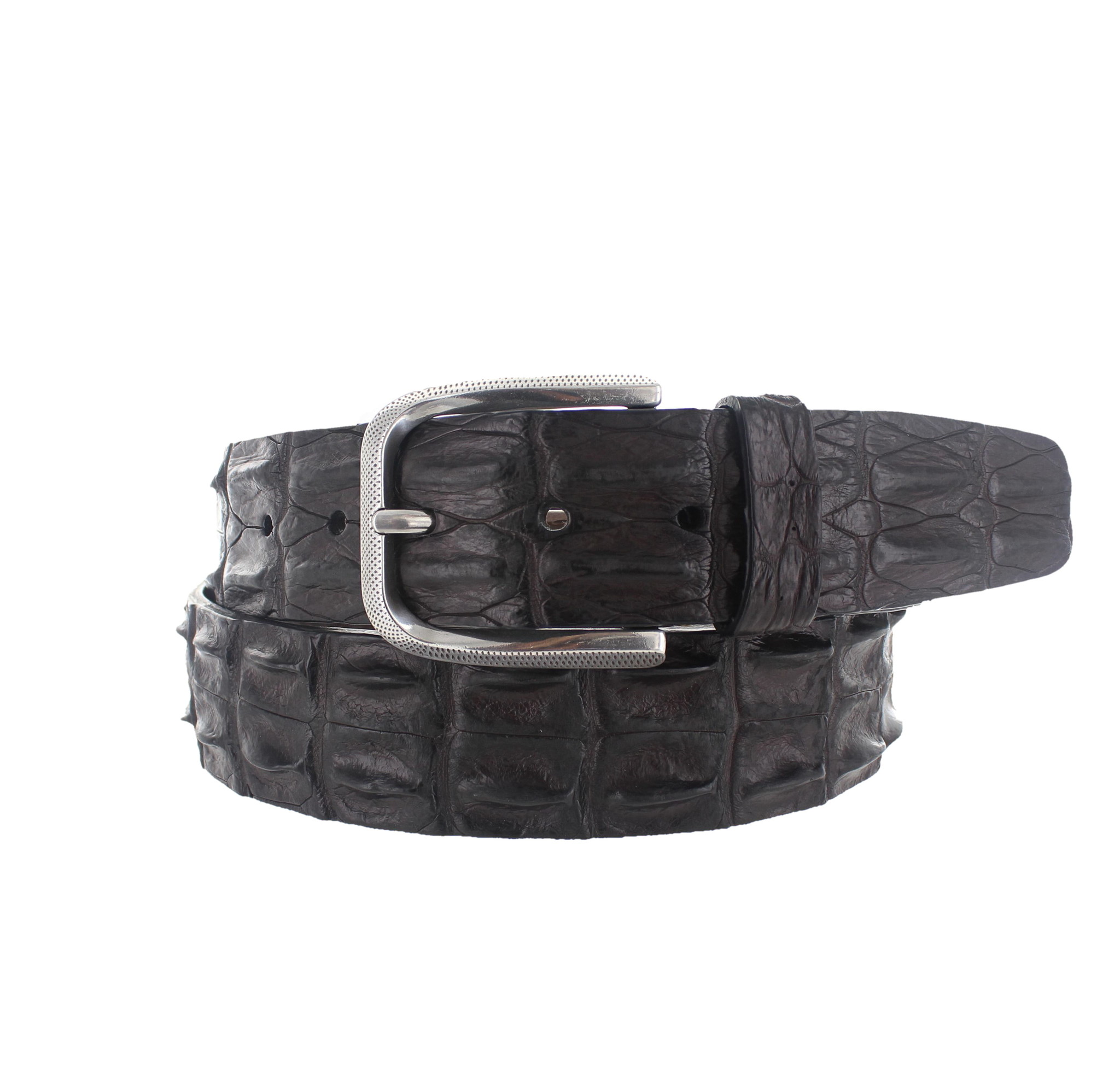 JOB86 Originele krokodillen leren riem | Donkerbruin