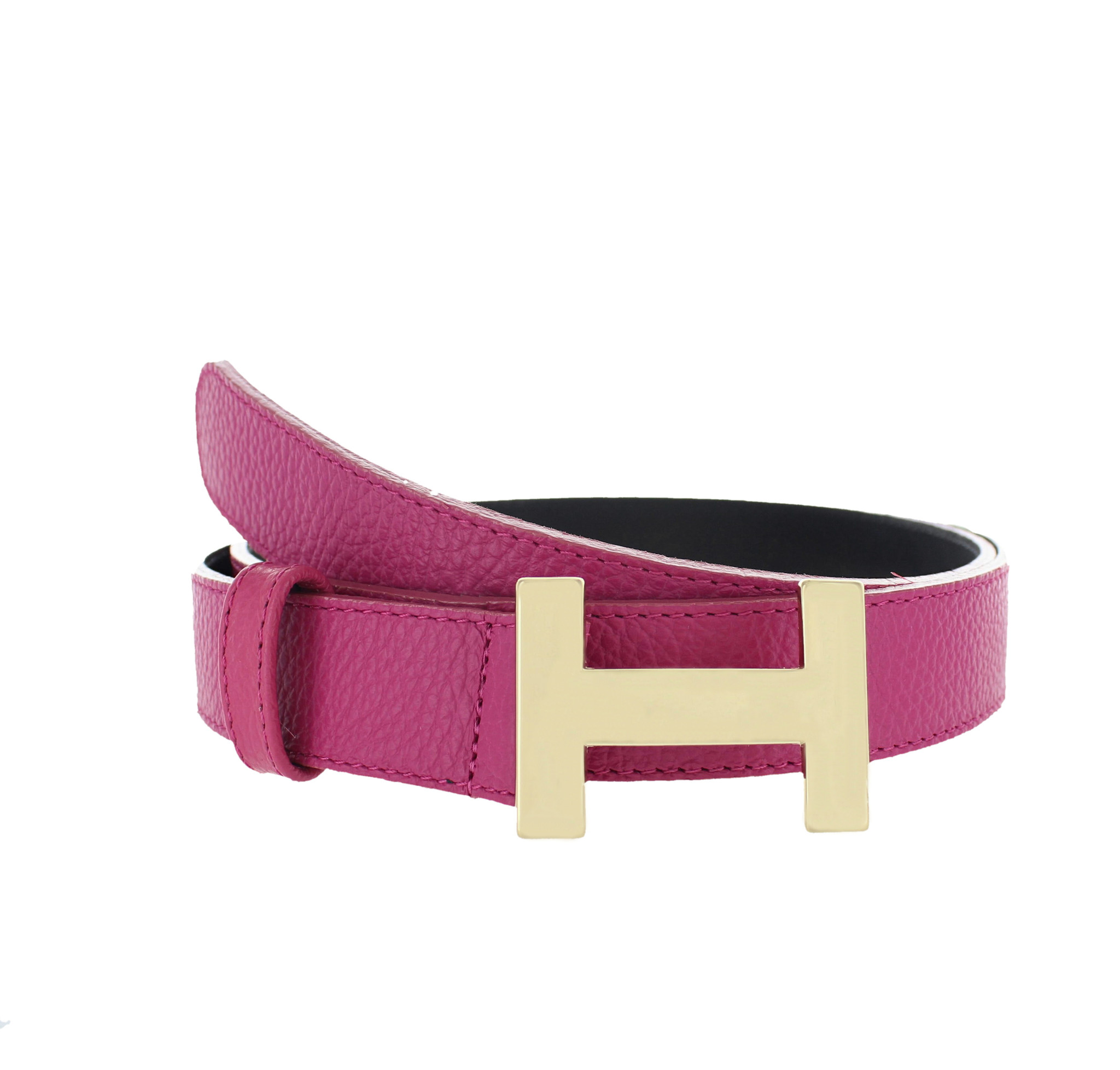 H.A.N Madeleine | Lederen damesriem 3cm | Fuchsia