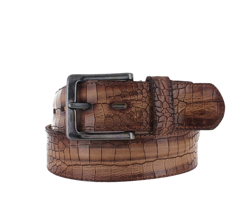 Matteo | Kroko herenriem 4,5cm | Cognac