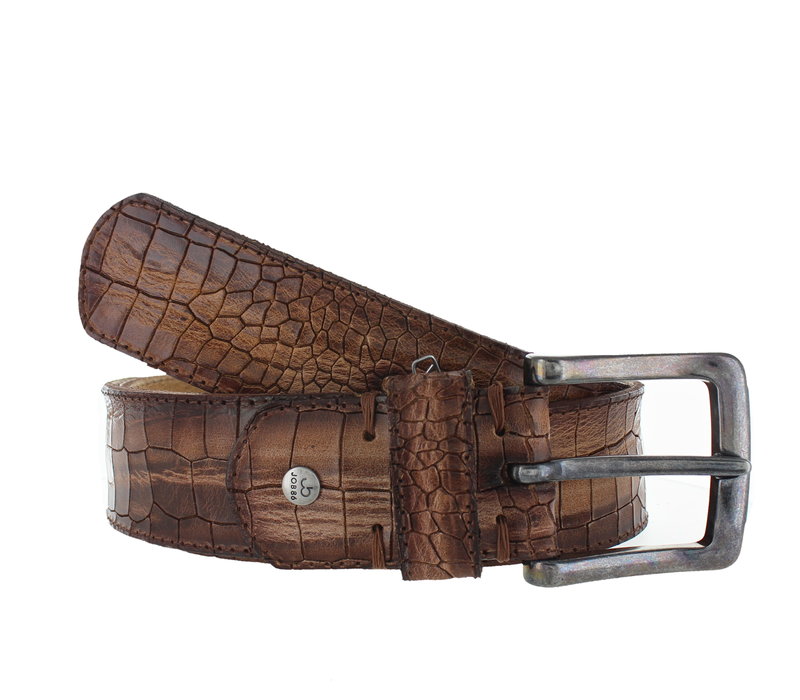 Matteo | Kroko herenriem 4,5cm | Cognac