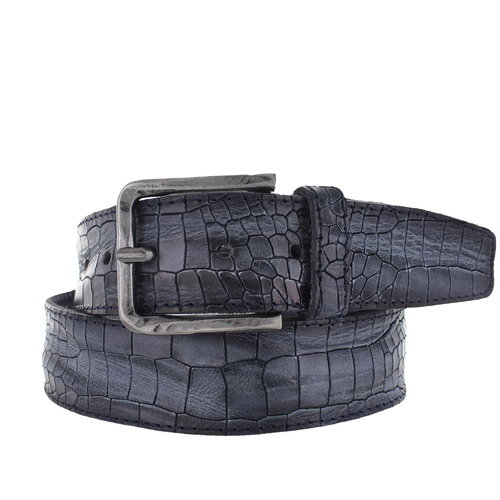  JOB86 Tommaso | Kroko jeansriem 4cm | Blauw 