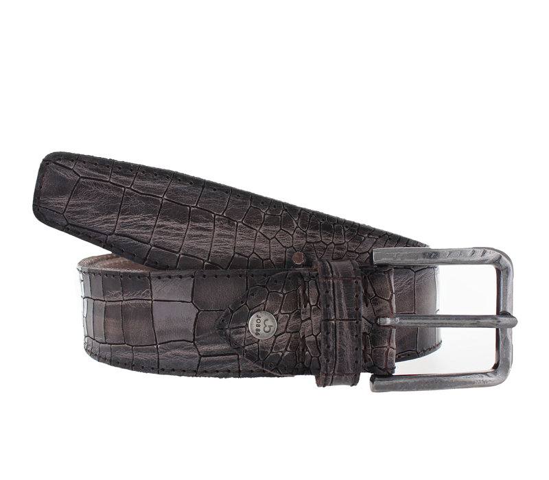 Tommaso | Kroko jeansriem 4cm | Donkerbruin | Uitverkocht