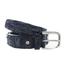 Handpainted krokodillen riem | Blauw