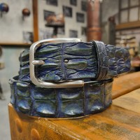 Handpainted krokodillen riem | Blauw