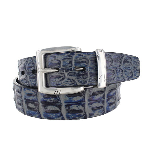  JOB86 Handpainted krokodillen riem | Blauw-Grijs 