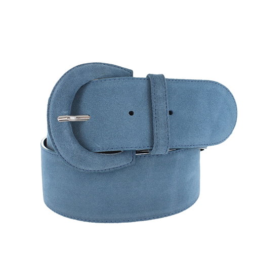  H.A.N. Alice | Suede brede damesriem 6cm | Lichtblauw 