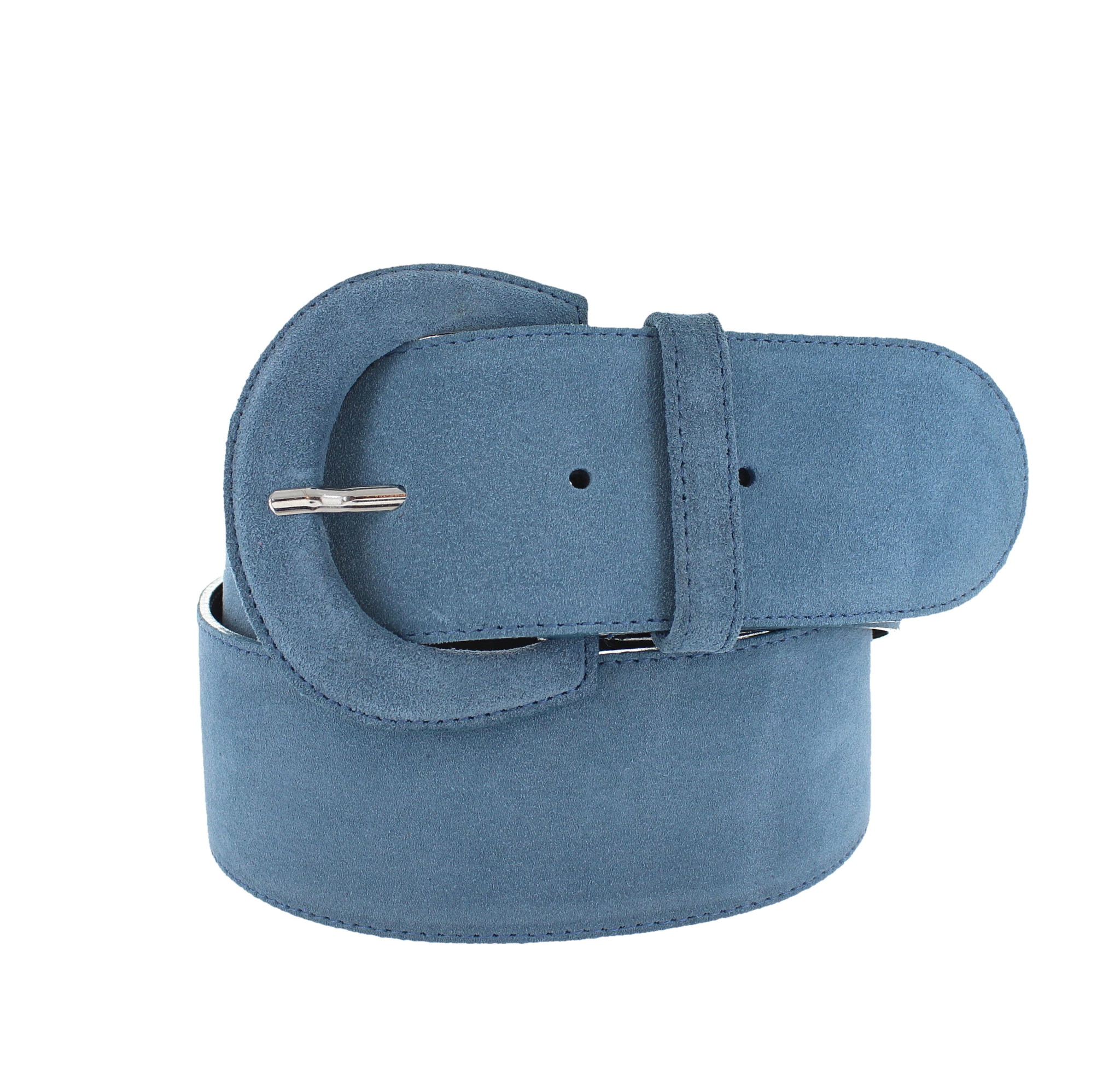 H.A.N Alice | Suède brede damesriem 6cm | Lichtblauw