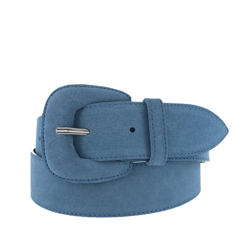  H.A.N. Yasmine | Suede damesriem 4cm | Lichtblauw 