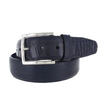 Struisvogel lederen riem | Blauw