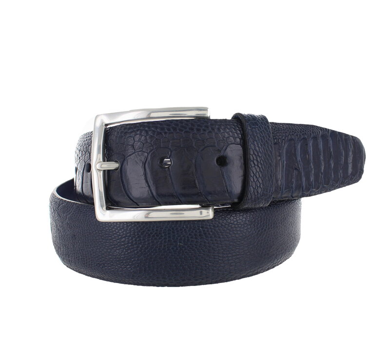 Struisvogel lederen riem | Blauw