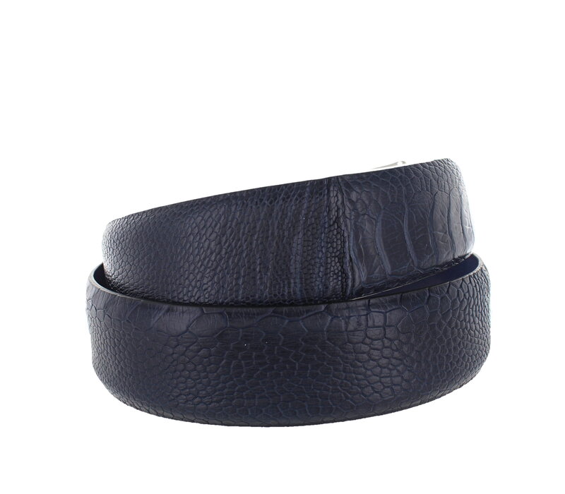 Struisvogel lederen riem | Blauw