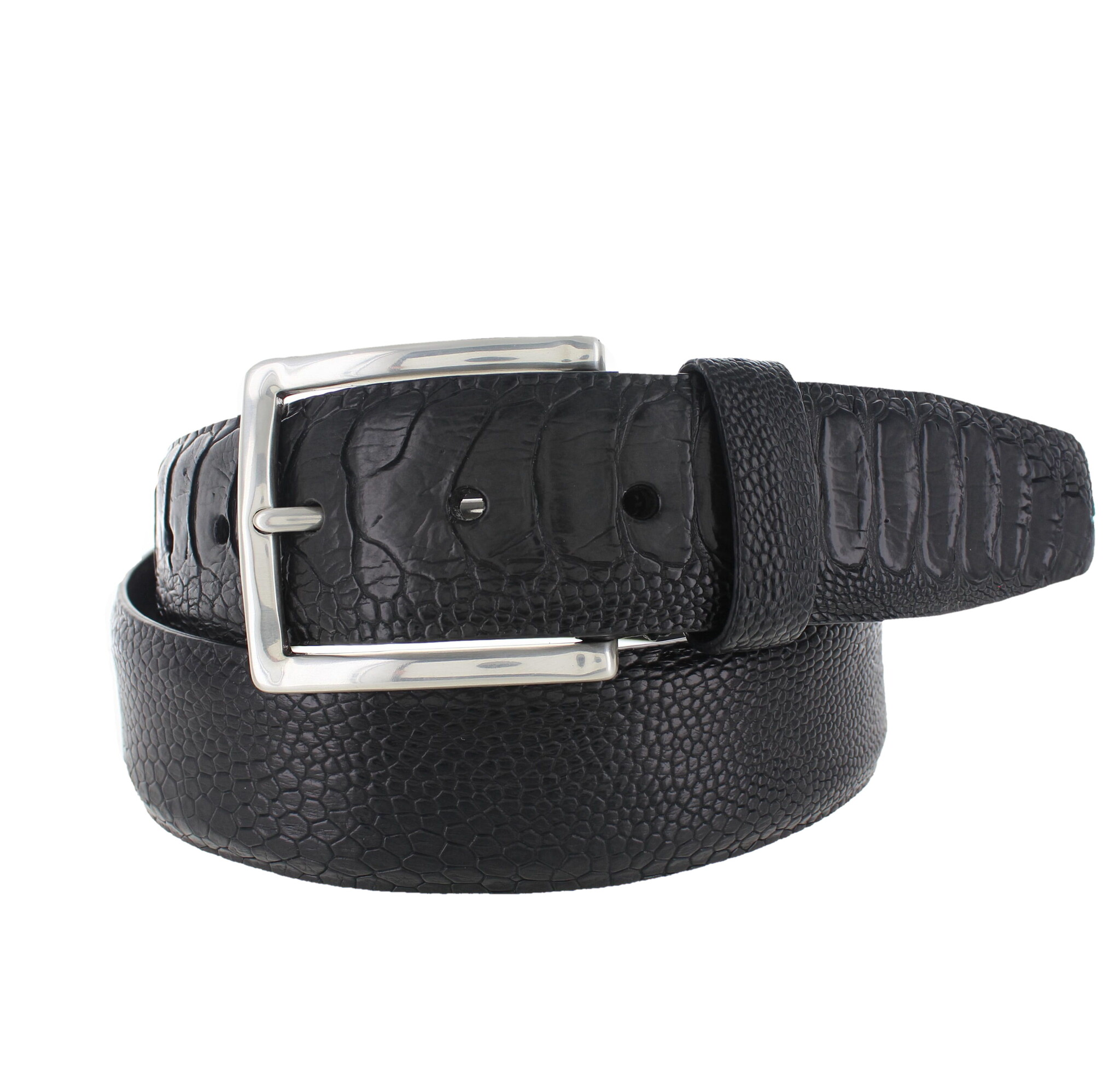 JOB86 Struisvogel lederen riem | Zwart