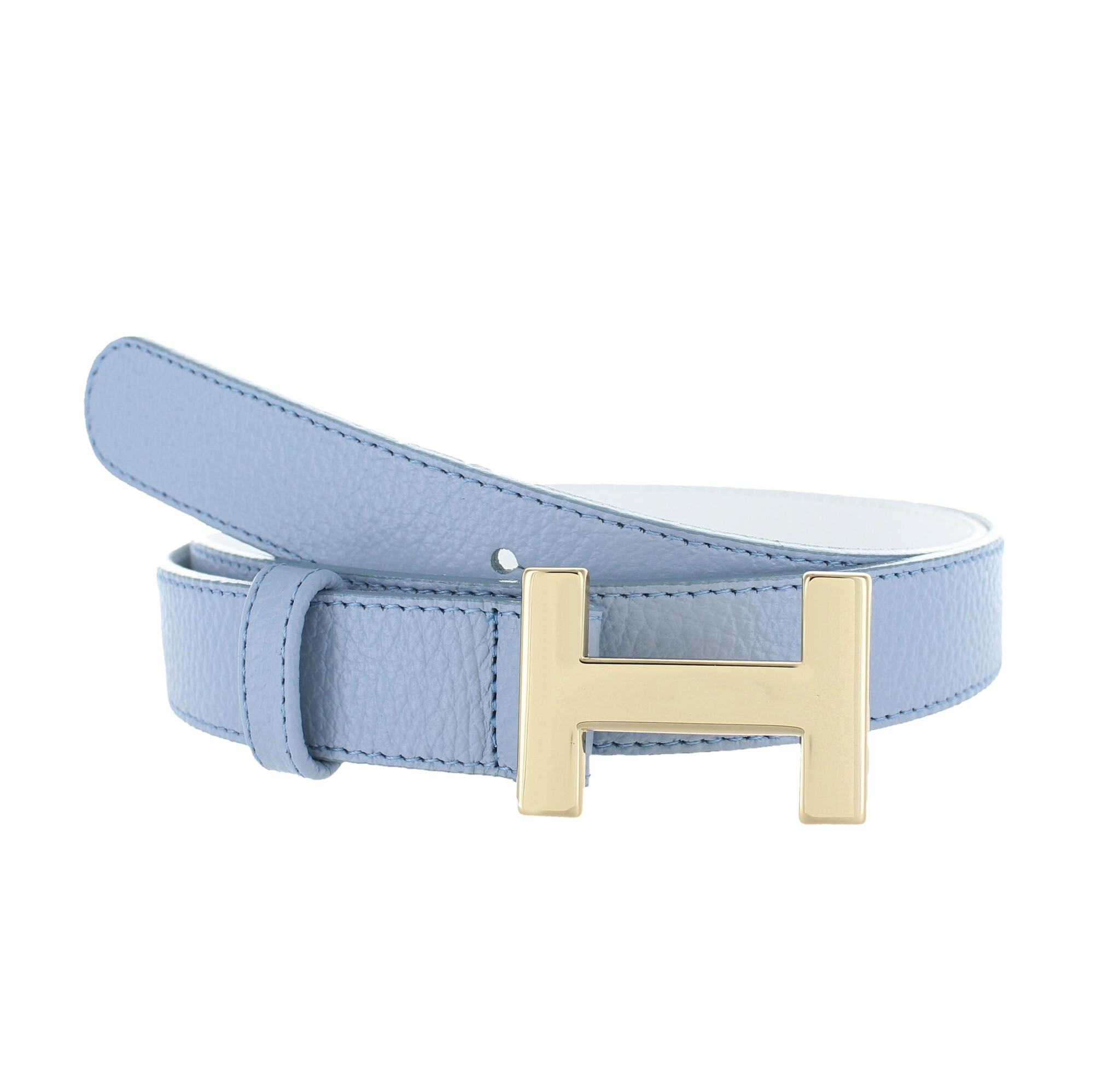 H.A.N Madeleine | Lederen damesriem 3cm | Lichtblauw