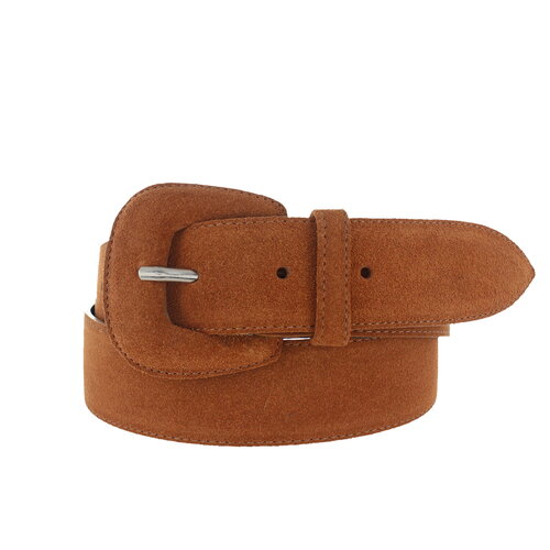  H.A.N. Yasmine | Suede damesriem 4cm | Cognac 