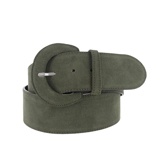  H.A.N. Alice | Suede brede damesriem 6cm | Groen 