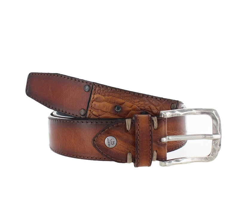 Enzo |  Multi jeans riem 4cm | Cognac