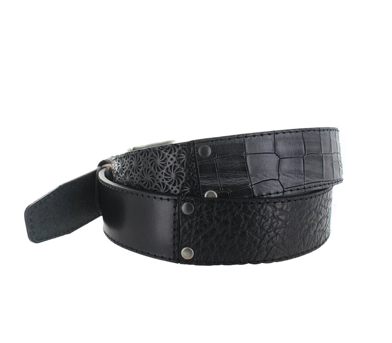 Enzo |  Multi jeans riem 4cm | Zwart