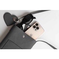 Stijlvolle lederen crossbodytas | Donkergrijs