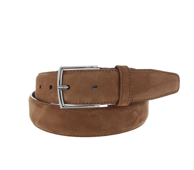 Guiseppe | Nubuck herenriem 3,5cm | Lichtbruin