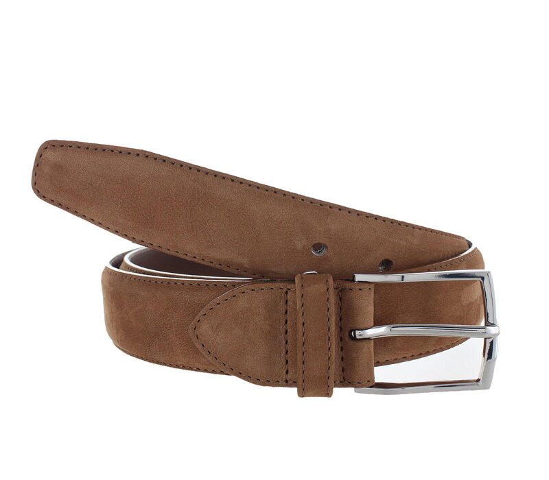 Guiseppe | Nubuck herenriem 3,5cm | Lichtbruin