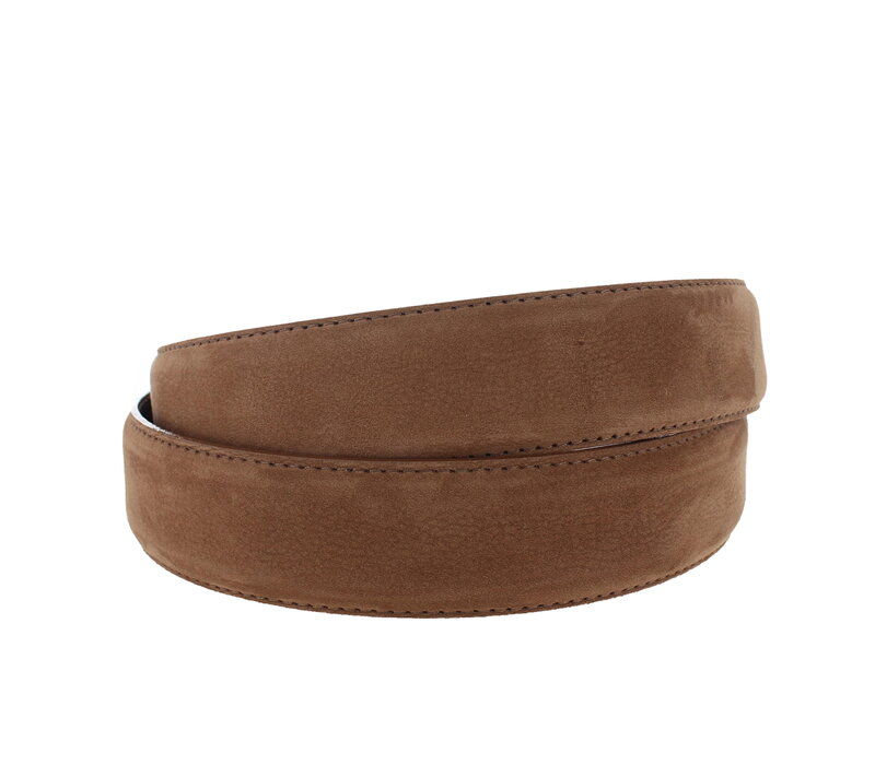Guiseppe | Nubuck herenriem 3,5cm | Lichtbruin