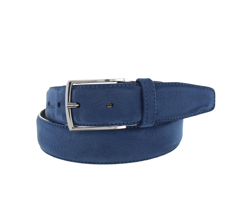 Guiseppe | Nubuck herenriem 3,5cm | Blauw