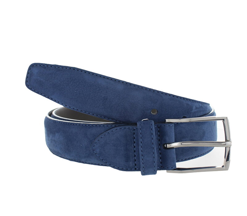 Guiseppe | Nubuck herenriem 3,5cm | Blauw