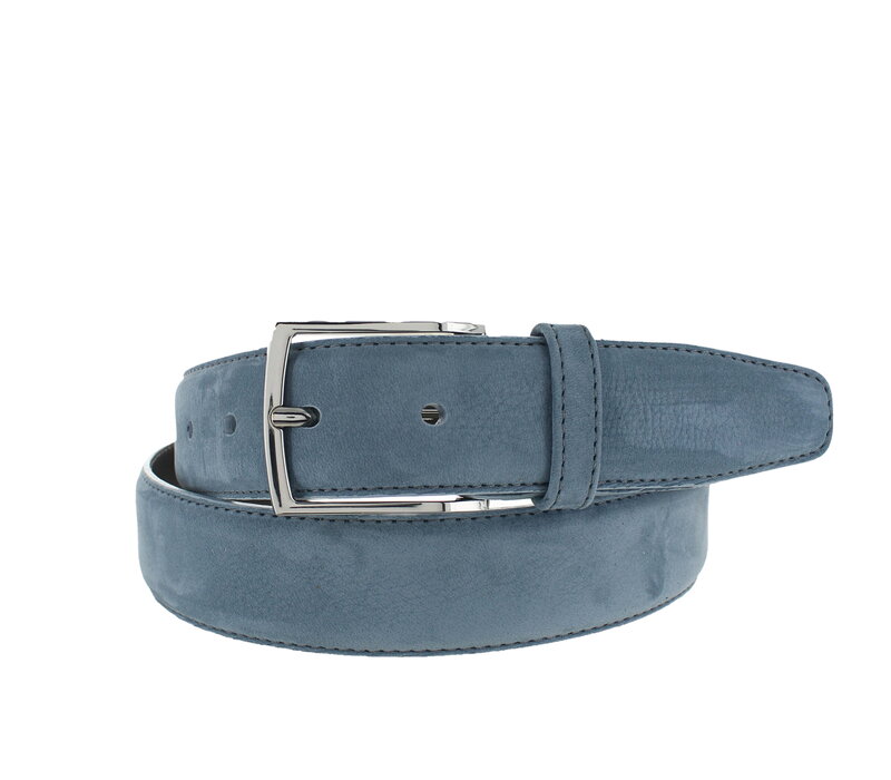 Guiseppe | Nubuck herenriem 3,5cm | Blauwgrijs