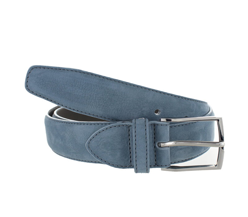 Guiseppe | Nubuck herenriem 3,5cm | Blauwgrijs