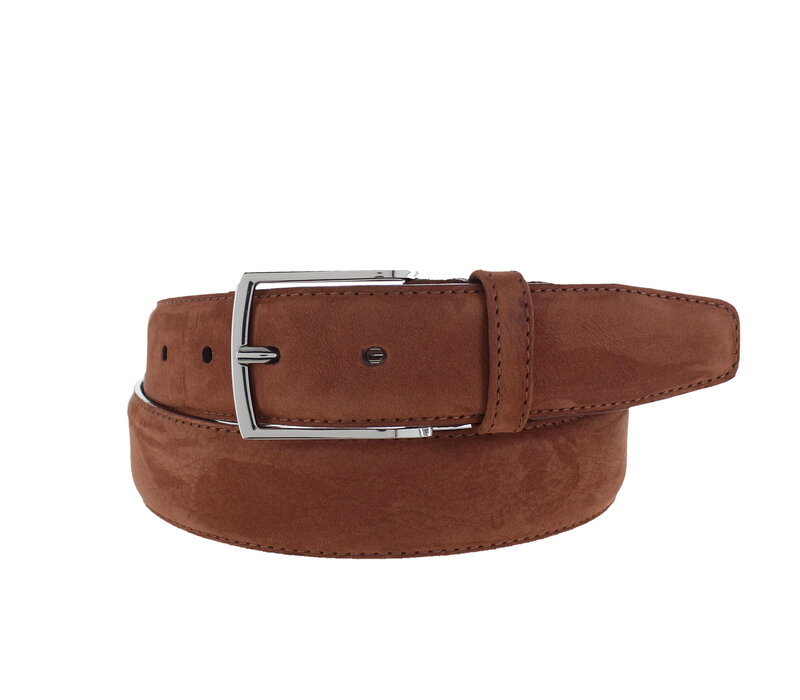 Guiseppe | Nubuck herenriem 3,5cm | Cognac