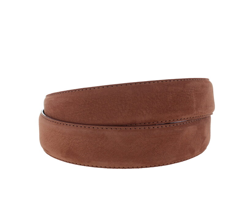 Guiseppe | Nubuck herenriem 3,5cm | Cognac