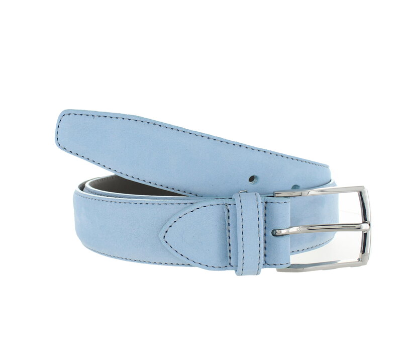 Guiseppe | Nubuck herenriem 3,5cm | Lichtblauw