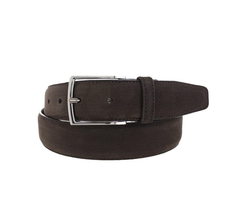 Guiseppe | Nubuck herenriem 3,5cm | Donkerbruin