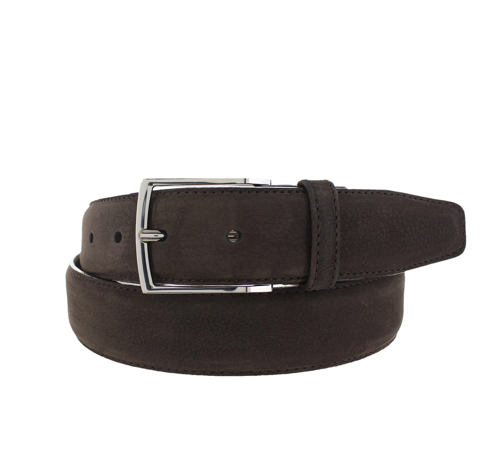 BRADBURY Guiseppe | Nubuck herenriem 3,5cm | Donkerbruin