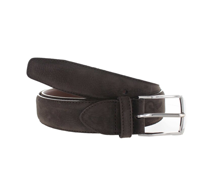 Guiseppe | Nubuck herenriem 3,5cm | Donkerbruin