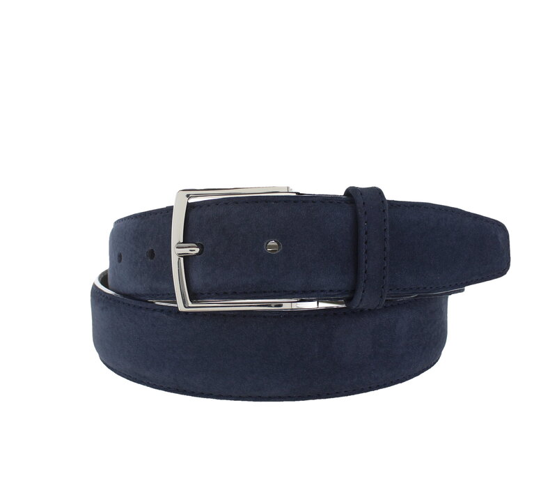 Guiseppe | Nubuck herenriem 3,5cm | Donkerblauw