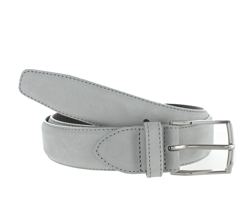 Guiseppe | Nubuck herenriem 3,5cm | Lichtgrijs