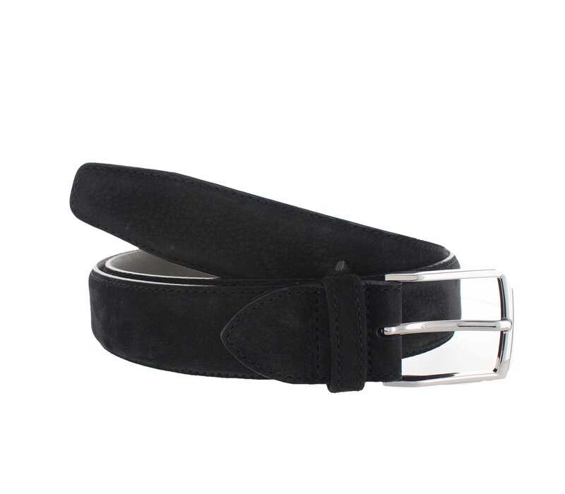 Guiseppe | Nubuck herenriem 3,5cm | Zwart