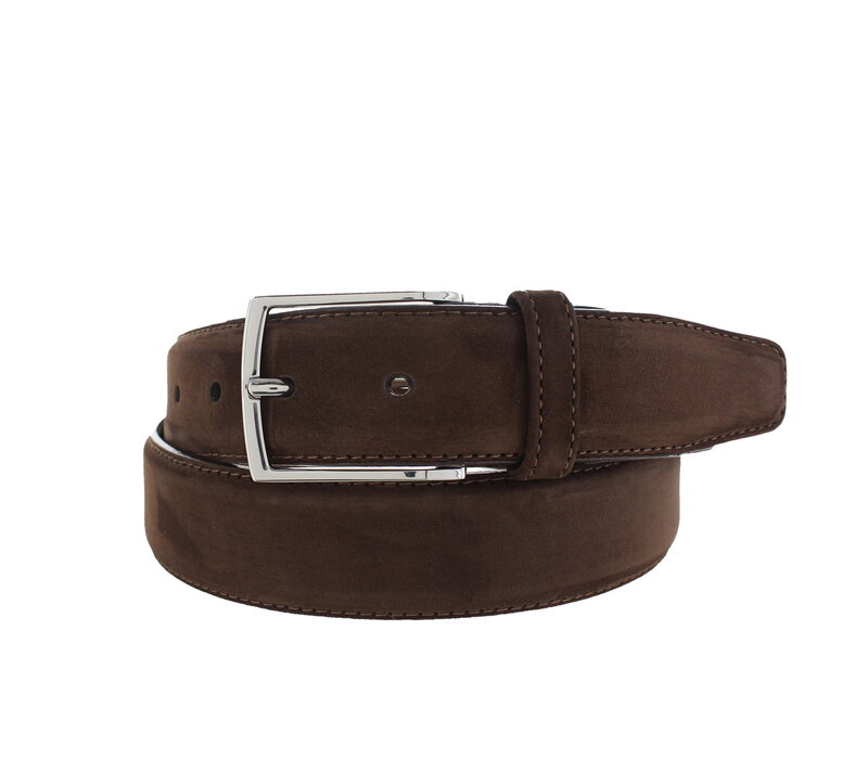 Guiseppe | Nubuck herenriem 3,5cm | Bruin