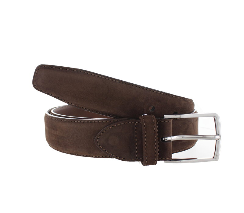 Guiseppe | Nubuck herenriem 3,5cm | Bruin