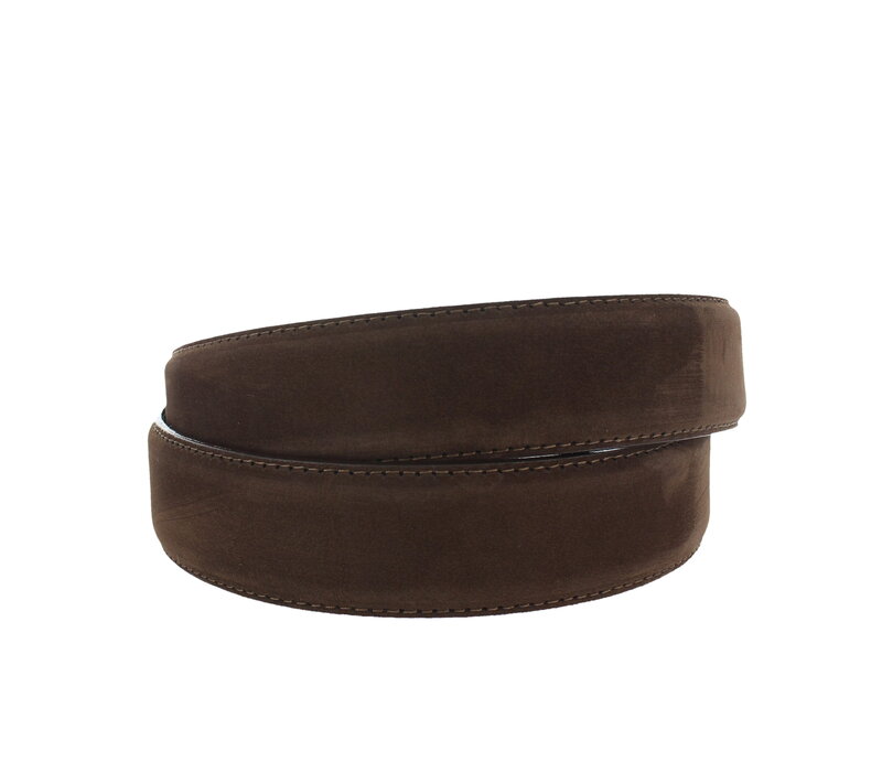 Guiseppe | Nubuck herenriem 3,5cm | Bruin