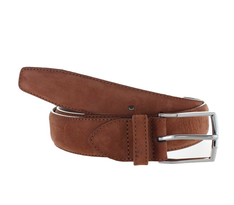 Guiseppe | Nubuck herenriem 3,5cm | Cognac