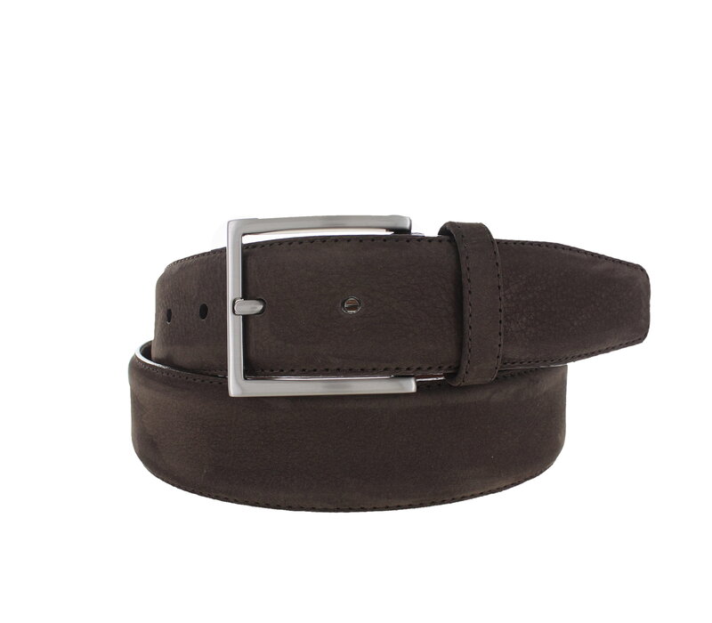 Fausto | Nubuck ceintuur 4cm | Donkerbruin