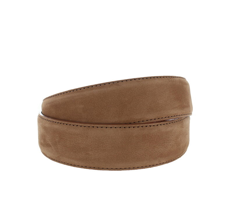 Fausto | Nubuck ceintuur 4cm | Lichtbruin