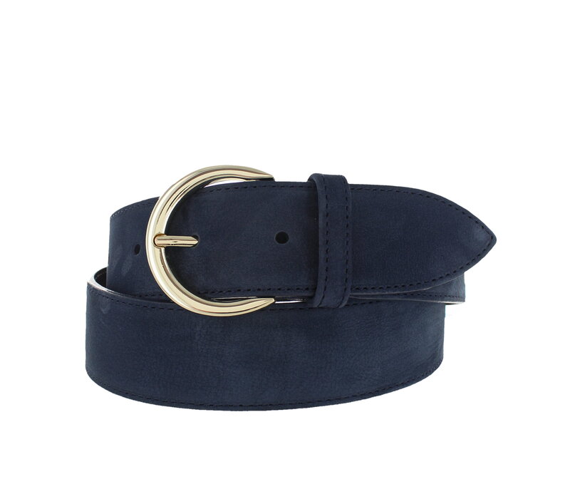 Emma | Nubuck damesriem 4 cm | Donkerblauw