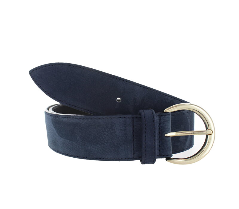Emma | Nubuck damesriem 4 cm | Donkerblauw
