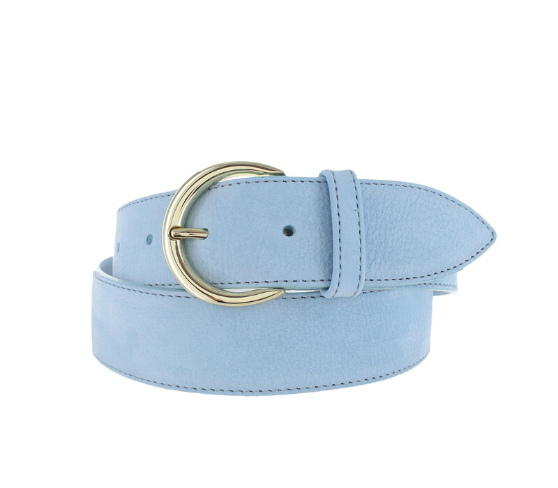 Emma | Nubuck damesriem 4cm | Lichtblauw