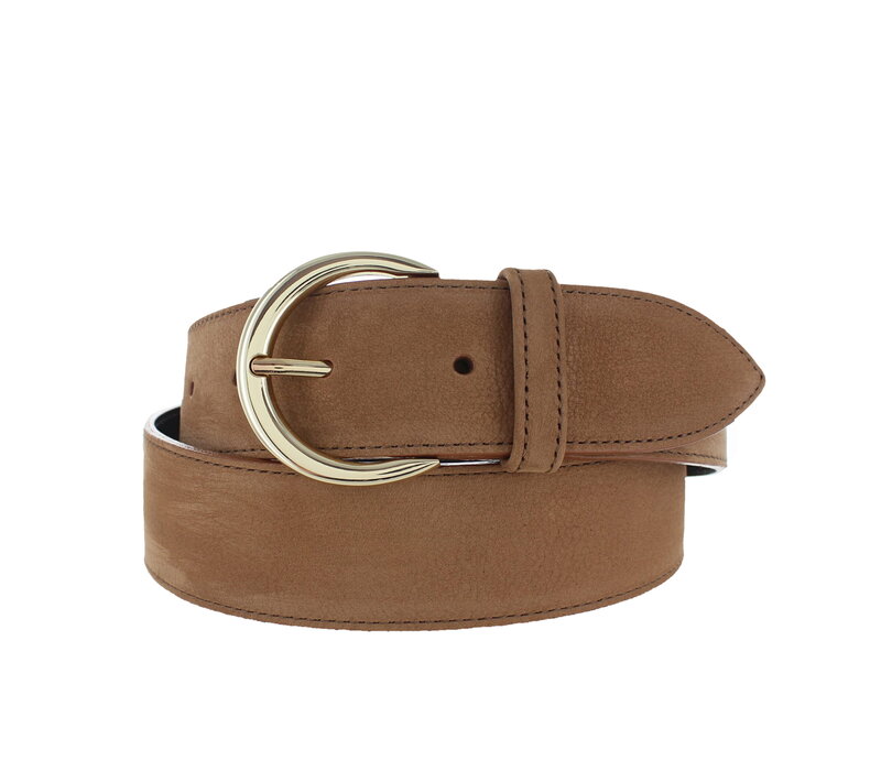 Emma | Nubuck damesriem 4cm | Lichtbruin